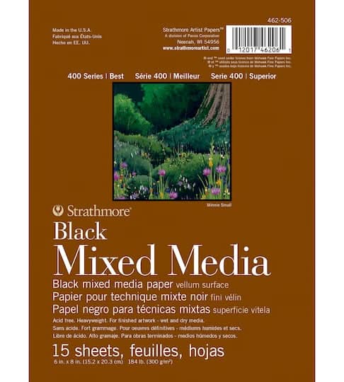 Strathmore 400 Series Black Mixed Media Paper Pad, 6 In * 8 In (15 ct)