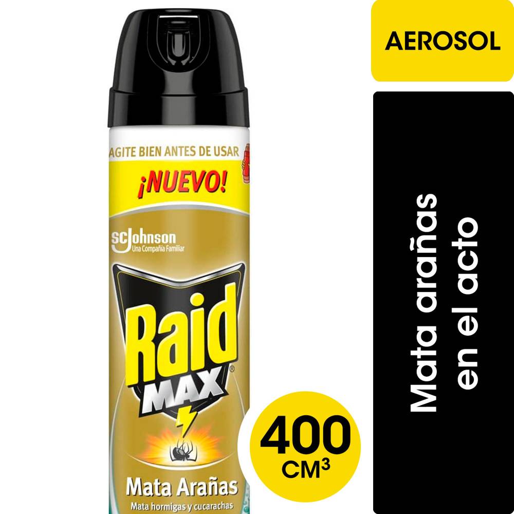 Raid insecticida max mata arañas eucalipto (aerosol 360 ml)