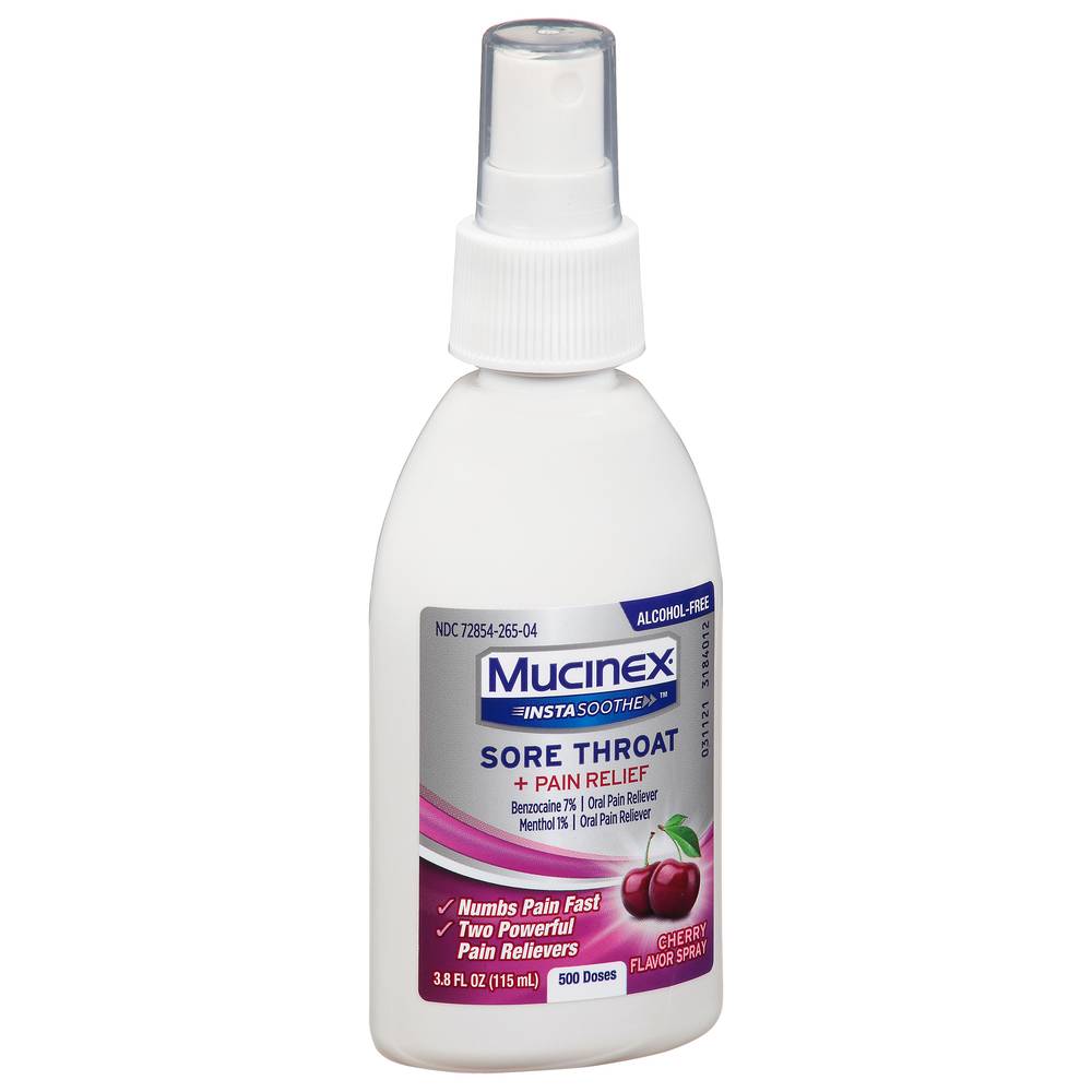 Mucinex Instasoothe Cherry Sore Throat Pain Relief Spray (4 oz)