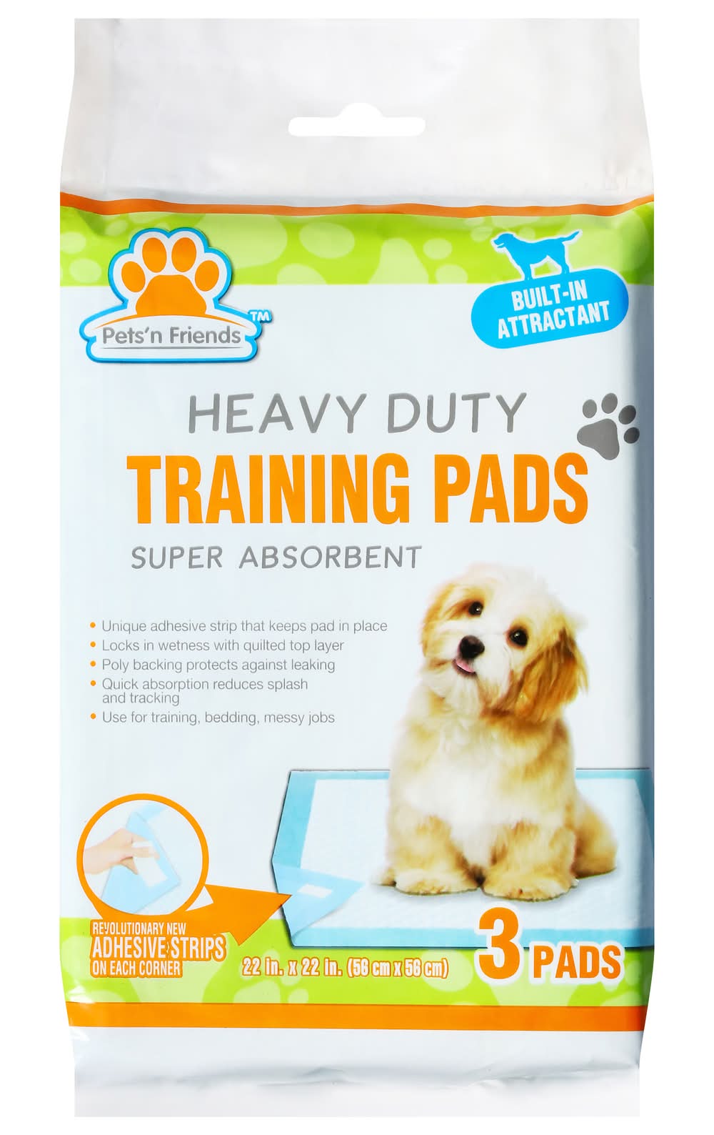 Pets'n Friends Heavy Duty Training Pads For Dogs, 22 in x 22 in (3 ct)