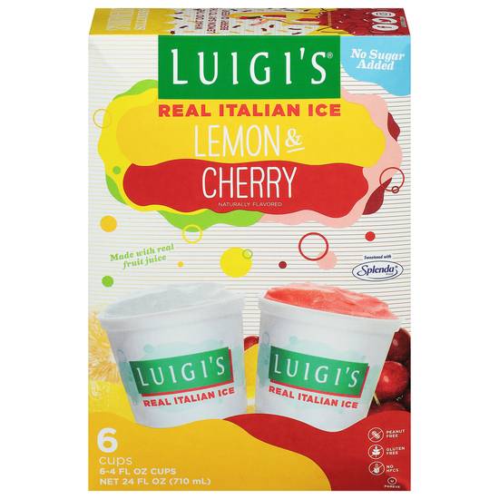 Luigi's Lemon and Cherry Real Italian Ice (6 x 4 fl oz)