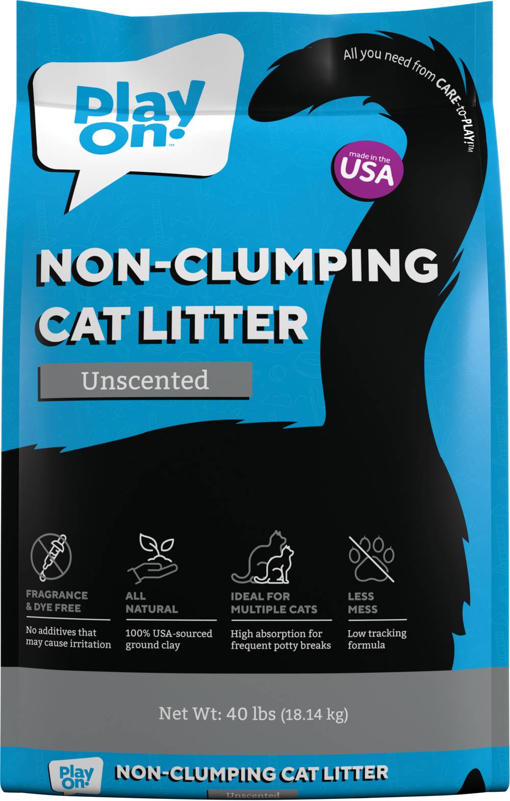 Play On Non Clumping Unscented Cat Litter (40 lbs)