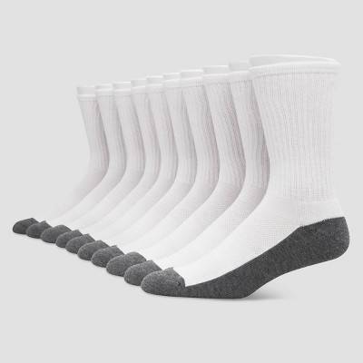 Hanes Premium Crew Socks, Men, 6-12, White (10 ct)