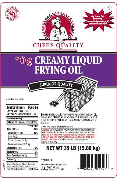 Chef Quality - Creamy Soybean Fry Oil, zero trans fats - 35 lbs (Case of 1)