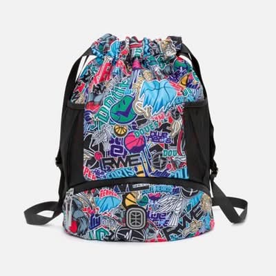 Overtime Elite Cinch Sports Drawstring Bag With Shoe Compartment, Team Mash Up