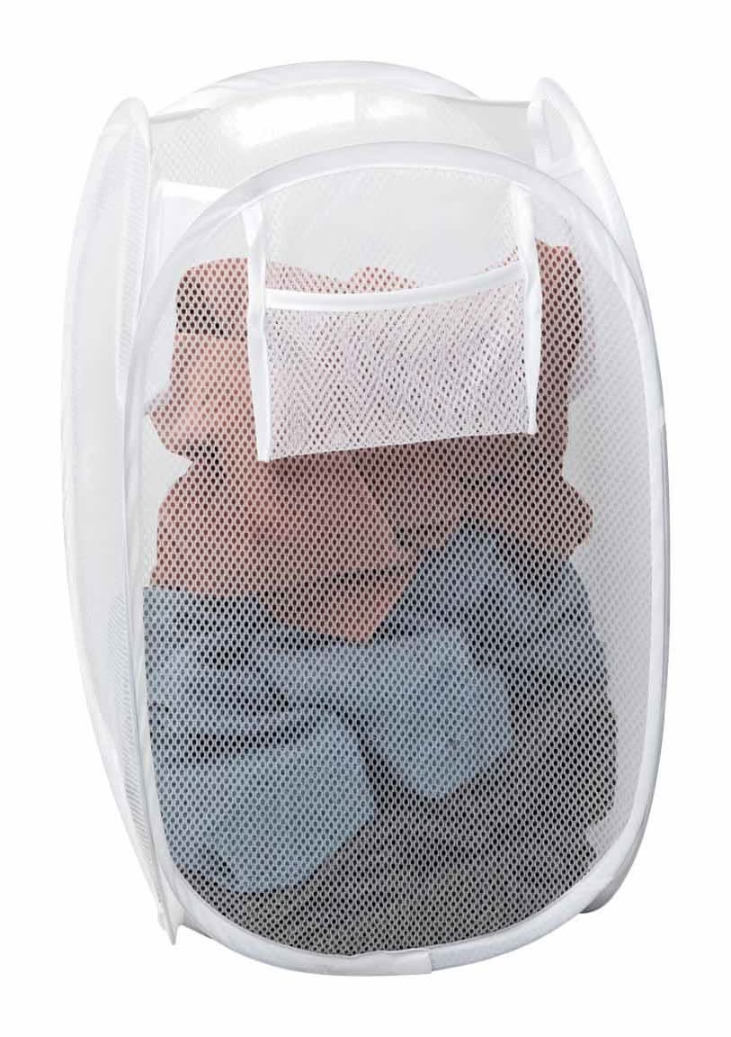True Living White Pop-Up Mesh Laundry Hamper