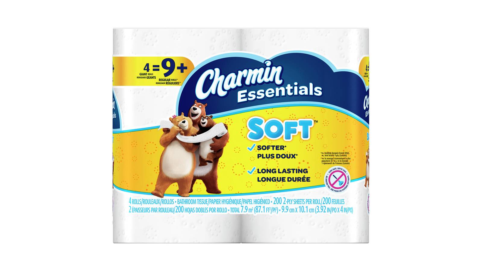 Charmin Essentials Soft Toilet Paper- 4 Giant Rolls