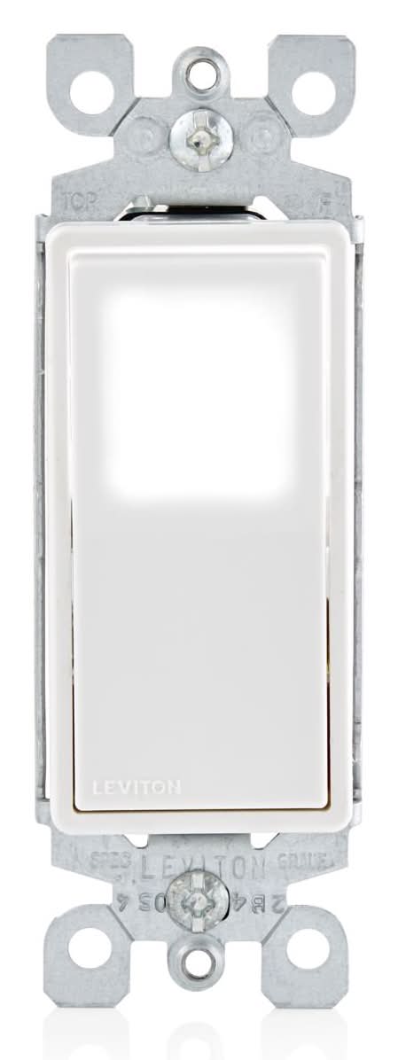 Leviton Decora 15 Amps Three Pole Rocker 3-Way Illuminated Switch White 1 Pk