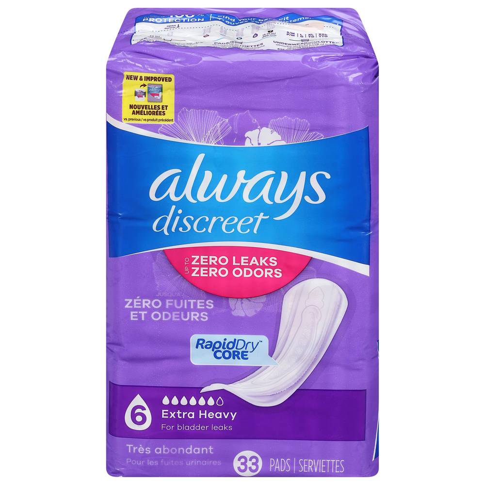 Always Discreet Extra Heavy Long Incontinence Pads (33 ct)