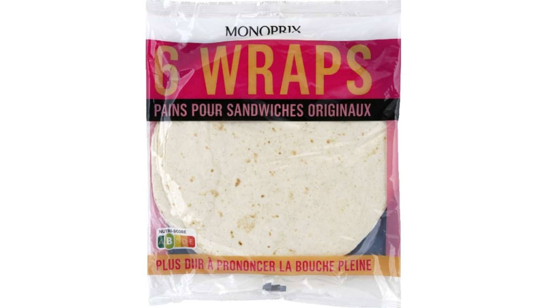 Monoprix Wraps pains pour sandwiches originaux Le paquet de 6, 370g