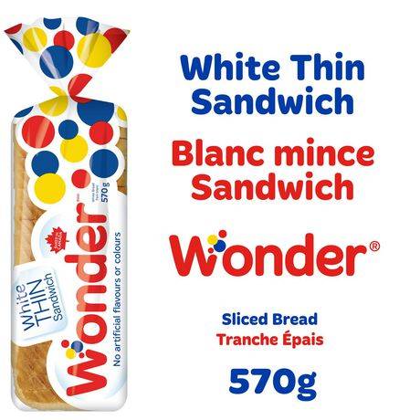 Wonder White Thin Sandwich Bread (570 g)