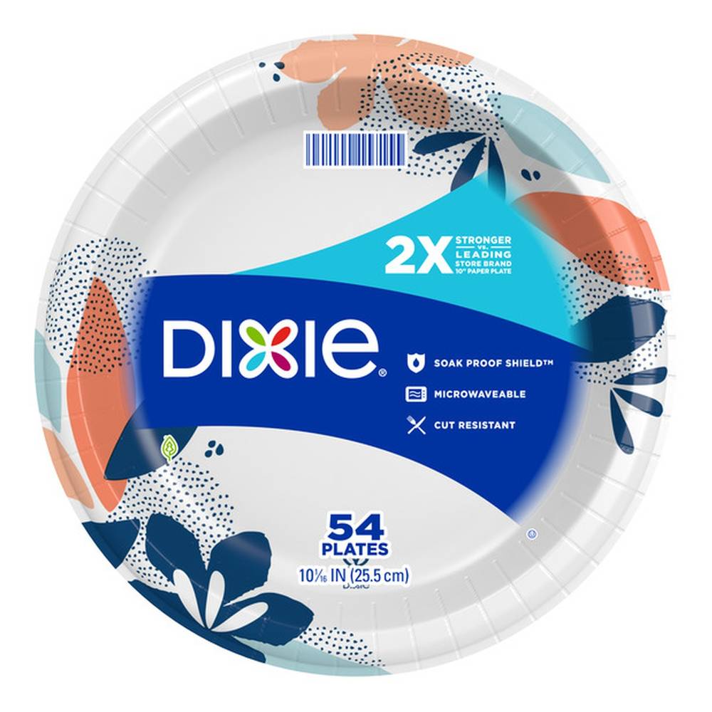 Dixie Printed Paper Plates, 10 1/16 Inch (54 ct)