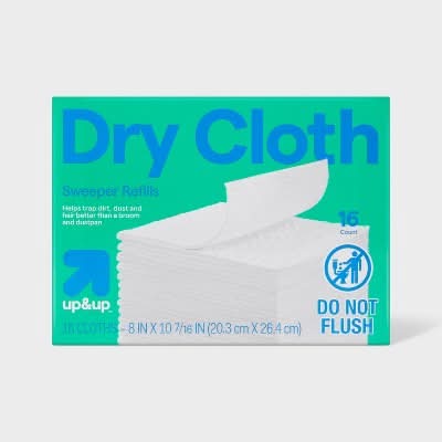 up&up Floor Sweeper Dry Cloths Refills, 8 x 10 7/16 in, White (16 ct)