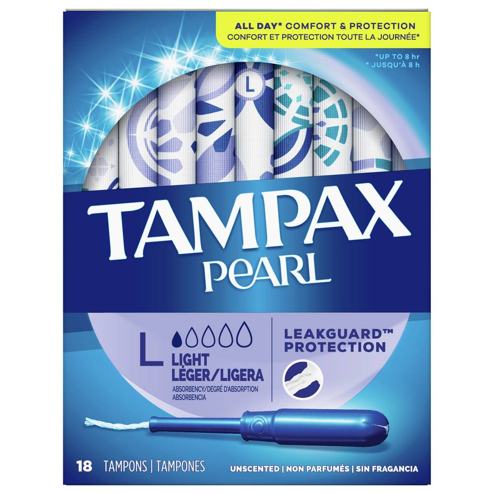 Tampax Pearl Light Absorbency Unscented Tampons (4.8 oz, 18 ct)