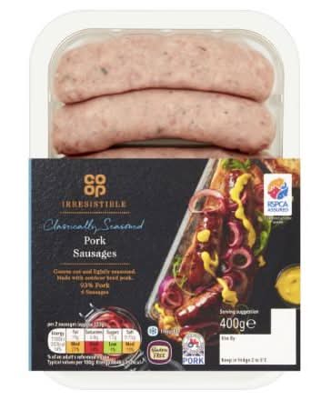 Co-op Irresistible 6 Pork Sausages 400g