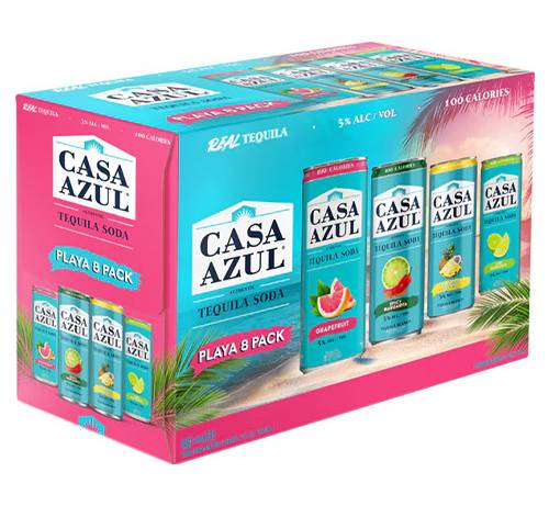 Casa Azul Tequila Soda Playa pack, Assorted (8 x 12 fl oz)