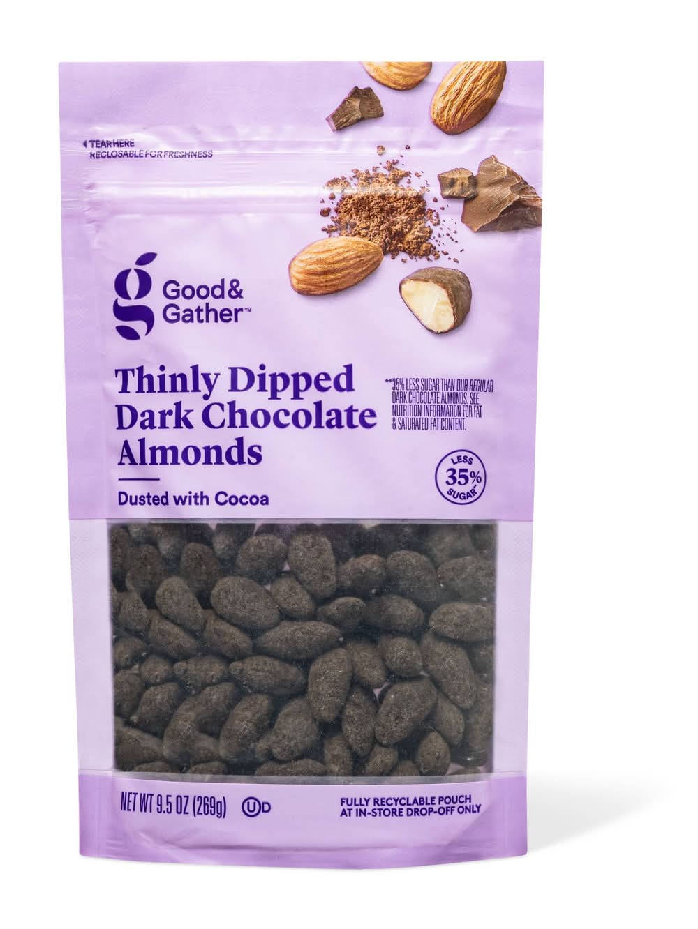 Good & Gather Thinly Dipped Almonds, Dark Chocolate (9.5 oz)