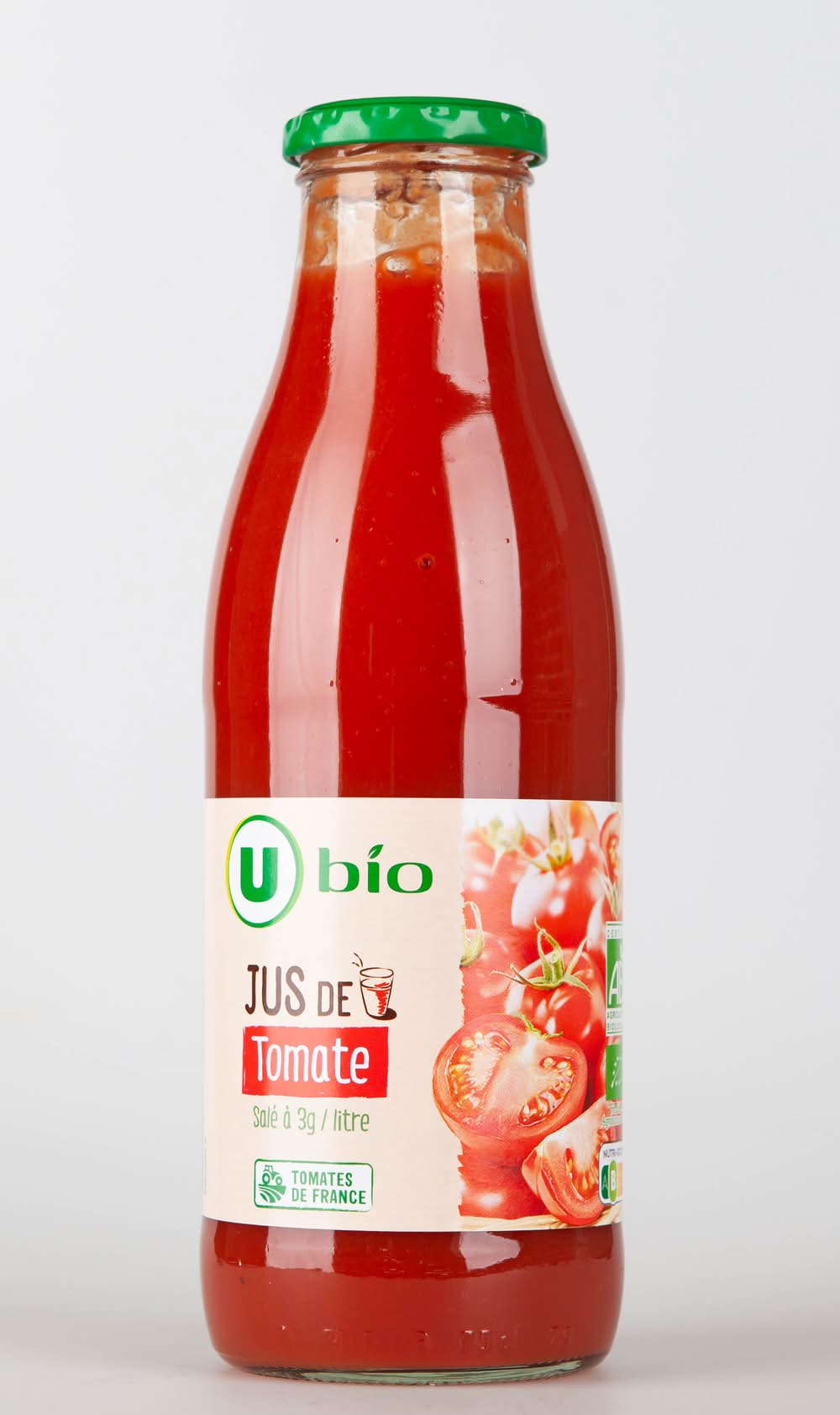 Les Produits U - Bio pur jus de tomate salé (750ml)