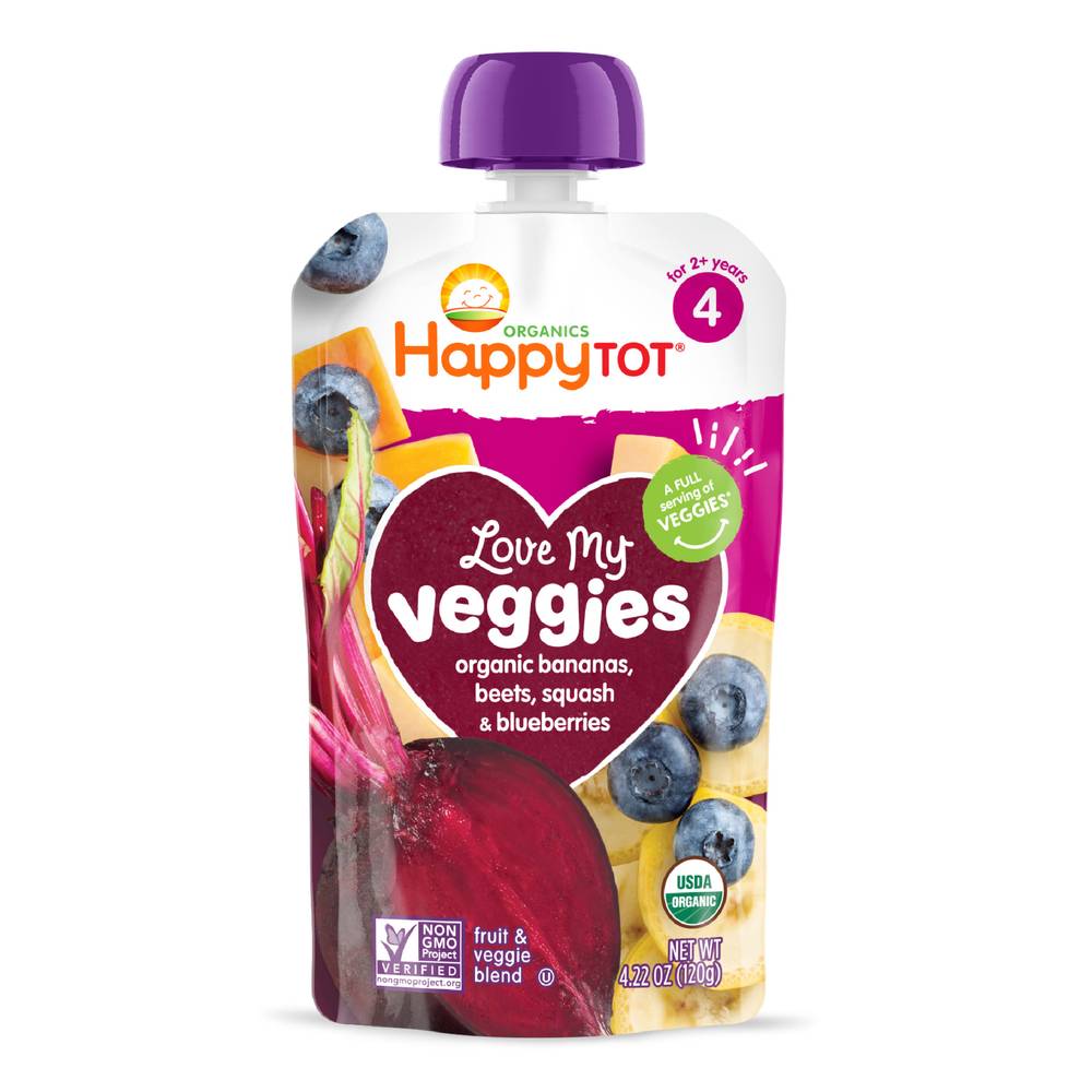 Happy Baby Love My Veggies Stage 4 Organic Toddler Food (beet-squash-blueberry)