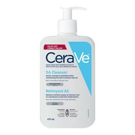 Cerave salicylic acid cleanser renewing exfoliating face wash with vitamin d for normal skin fragrance-free - salicylic acid cleanser (473 ml)
