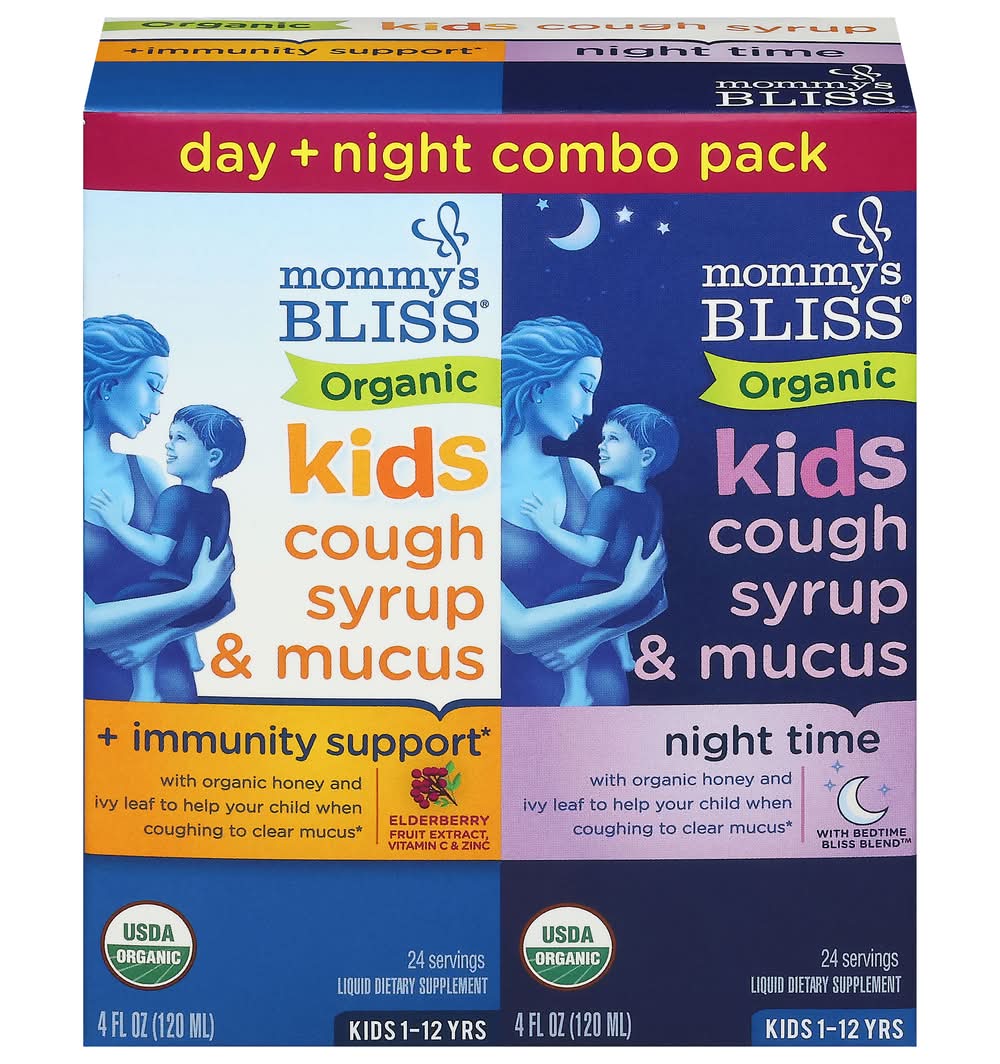 Mommy's Bliss Organic Day + Night Combo pack Kids Cough Syrup & Mucus (8 fl oz)