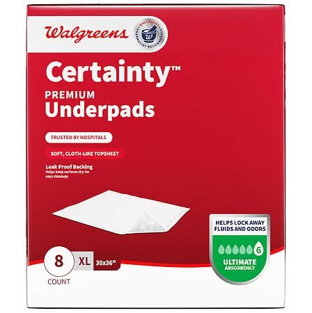 Walgreens Certainty Premium Underpads, Day & Night Protection, Ultimate Absorbency X-Large (2.12 lbs)