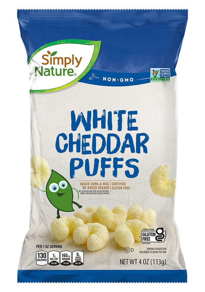 Simply Nature Baked Corn & Rice Puffs, White Cheddar (4 oz)