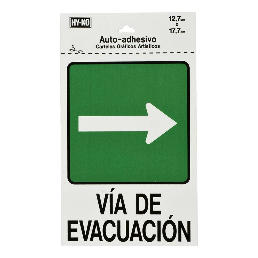 Hy-ko letrero verde vía de evacuación (1 pieza)