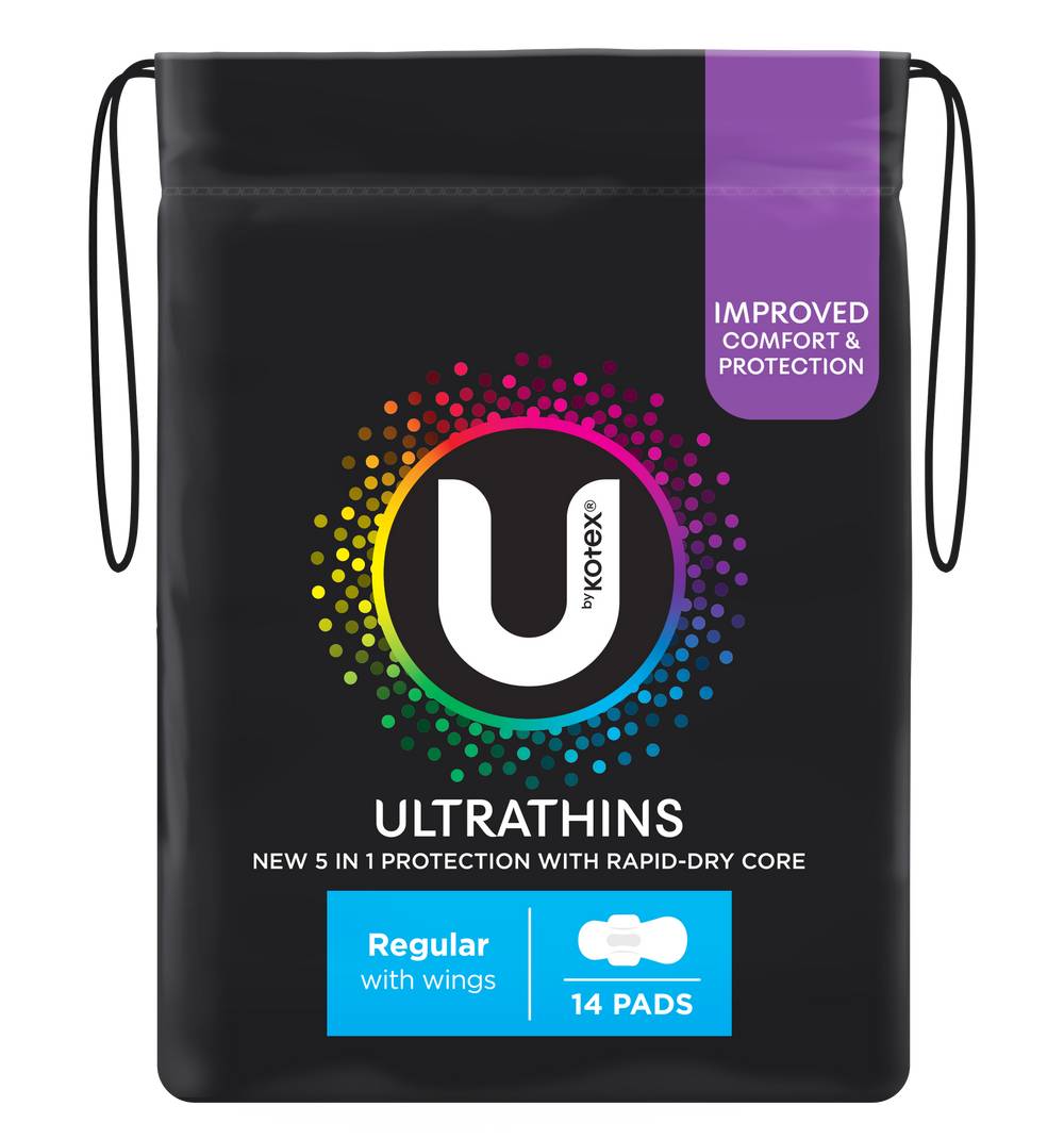 U by Kotex Regular Ultrathin With Wings Pads (14 pack)