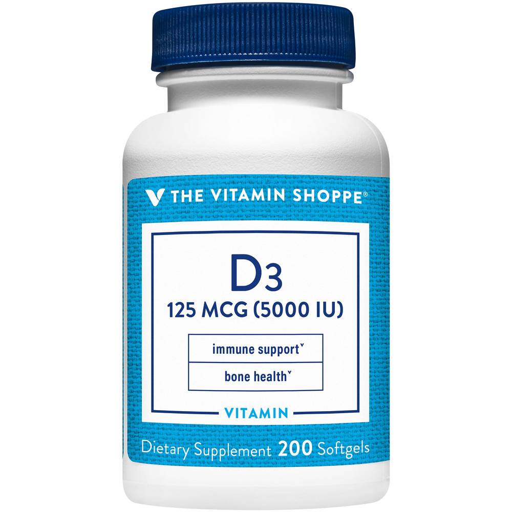 The Vitamin Shoppe Vitamin D3 Immune Support & Bone Health Softgels (200 ct)