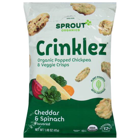 Sprout Organics Crinklez Organic Popped Cheddar & Spinach Flavored Chickpea & Veggie Crisps