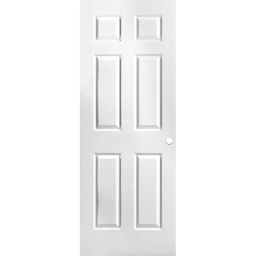 Masonite 6 Panel Textured Hollow Core Primed Composite Interior Door Slab With Bore, 30"X80"