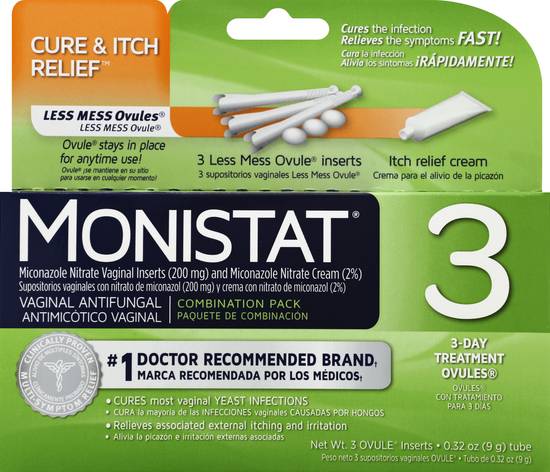 Monistat 3 Cure & Itch Relief Vaginal Antifungal (3 ct)