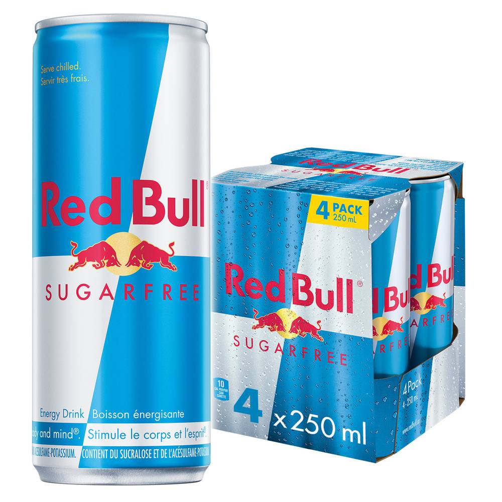 Red Bull Sugar Free Energy Drink (4 ct, 250 ml)