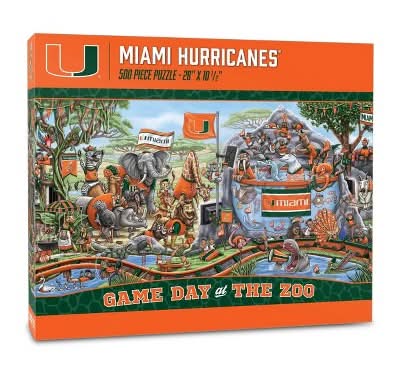 NCAA Miami Hurricanes Game Day At the Zoo Jigsaw Puzzle, 28 x 10 1/2 in (500 ct)