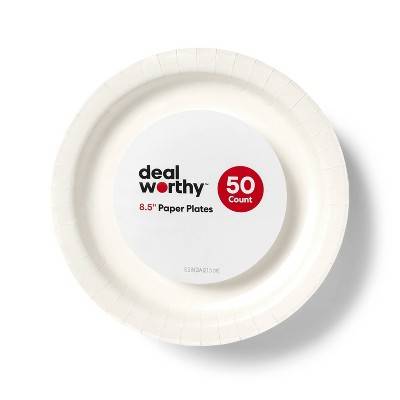 Dealworthy Disposable Paper Plates (50 ct) (white)