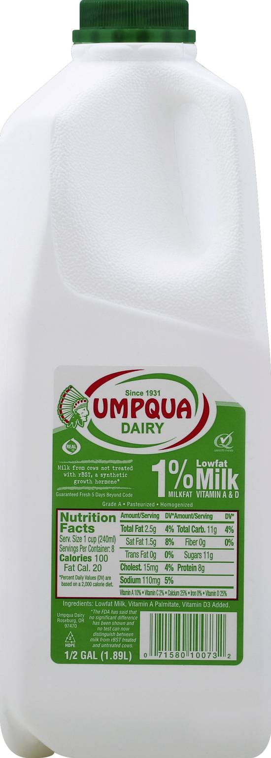 Umpqua Dairy 1% Lowfat Milk (1/2 gal)