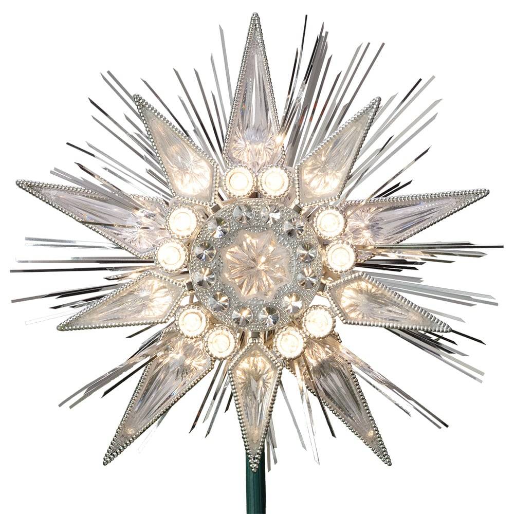 GE 9-in Star Silver Clear Christmas Tree Topper | 71026LO