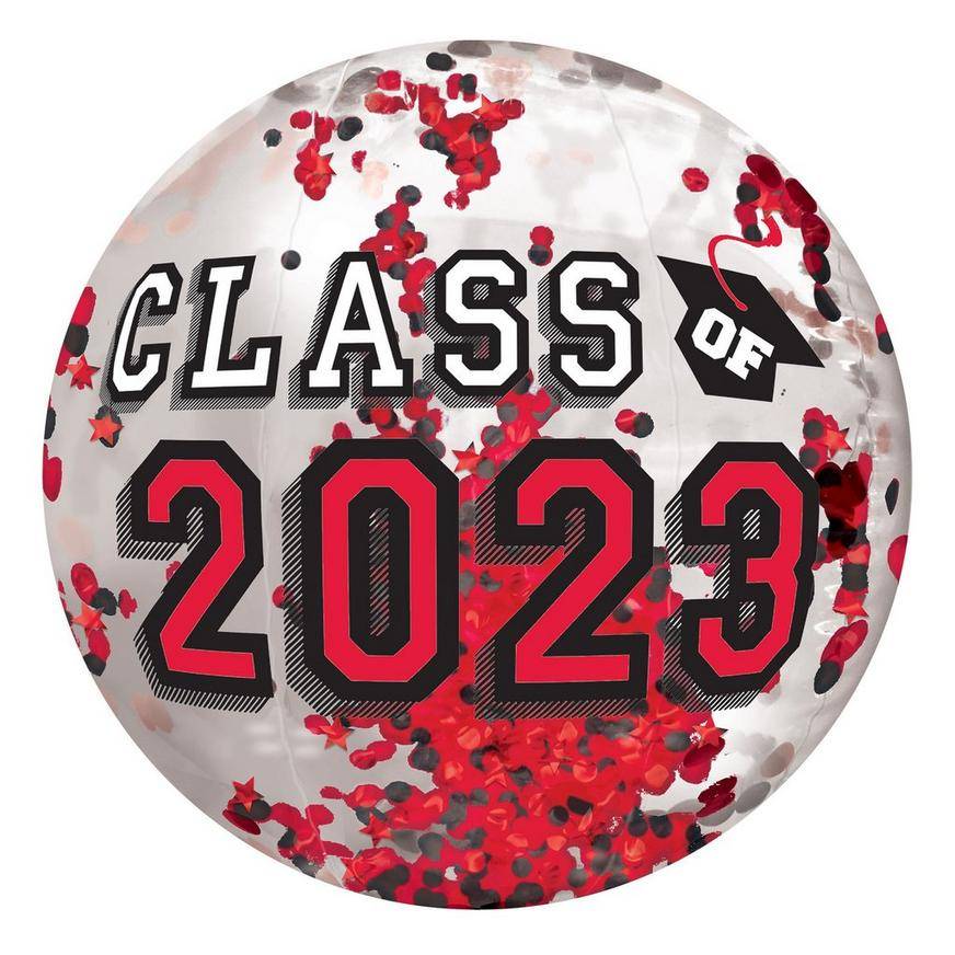 Red Class of 2023 Graduation Confetti Beach Ball, 24in