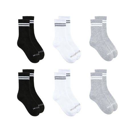 Fruit Of The Loom All Day Comfort Crew Socks For Girls (Color: Black, Size: 4-10)