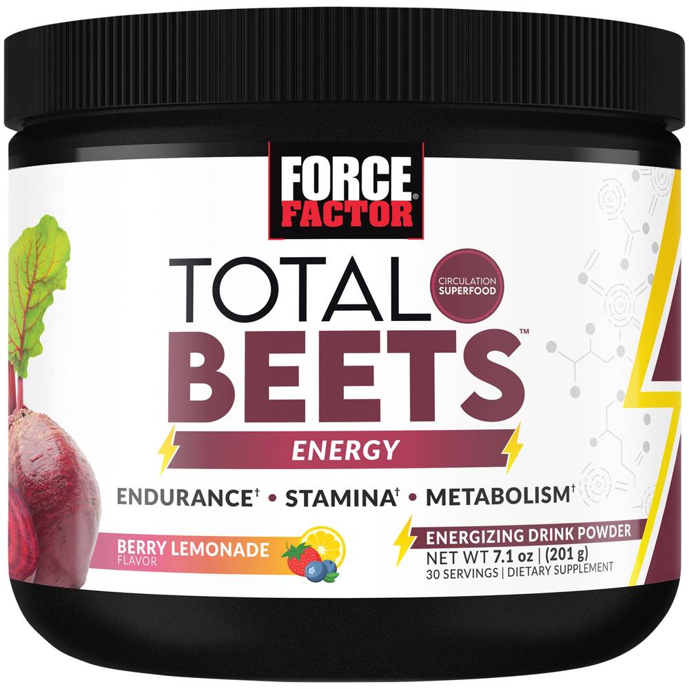 Total Beets Energizing Drink Powder - Supports Energy, Endurance & Stamina - Berry Lemonade (30 Servings)