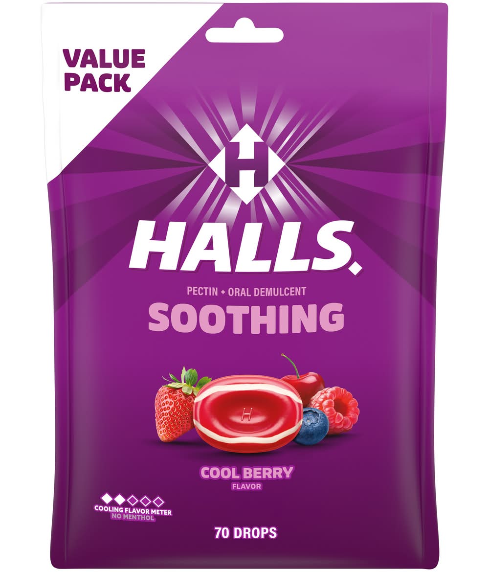 Halls Throat Soothing Drops, Cool Berry (8.64 oz, 70 ct)
