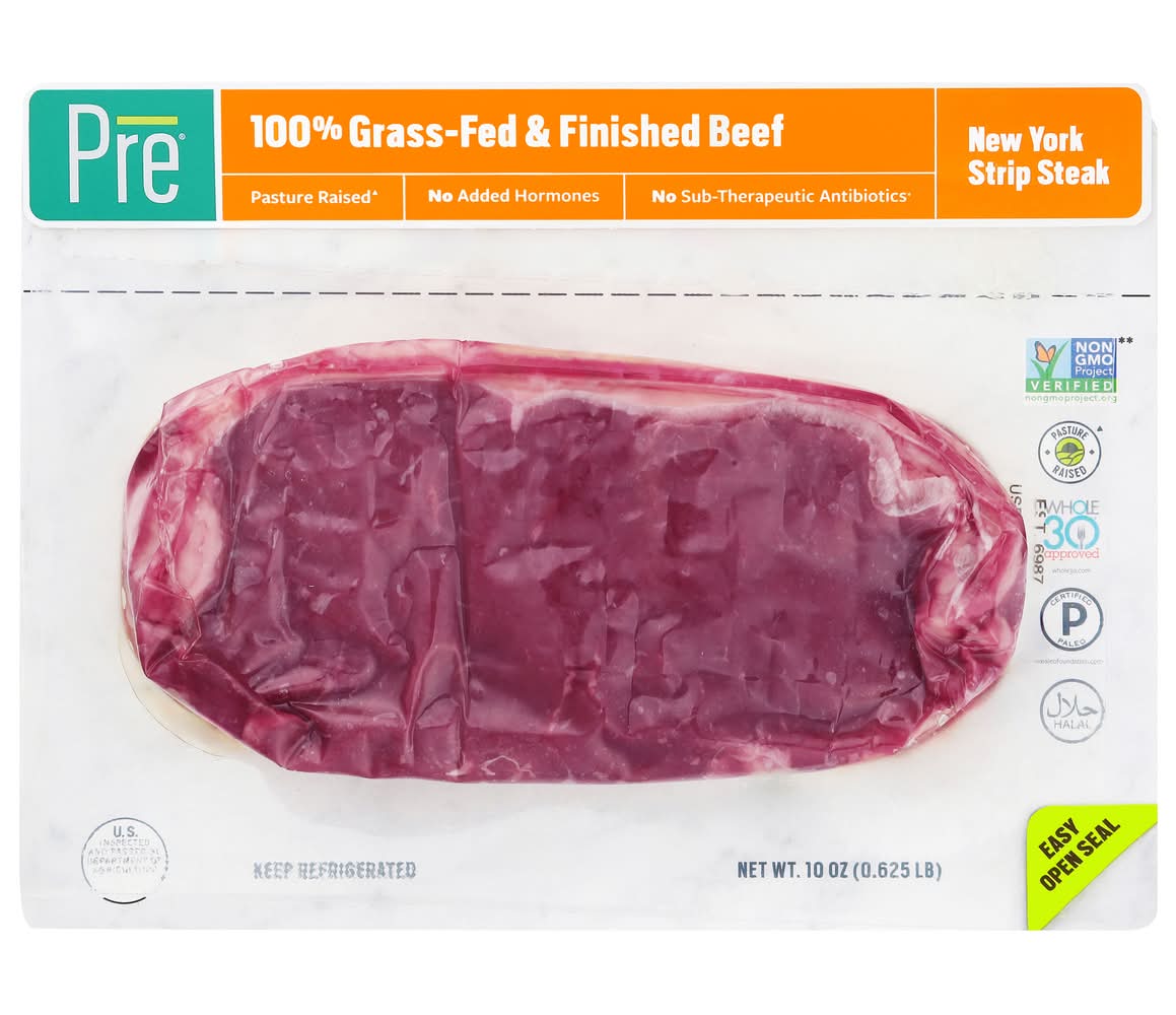 Pre 100% Grass-Fed & Finished Beef New York Strip Steak (10 oz)