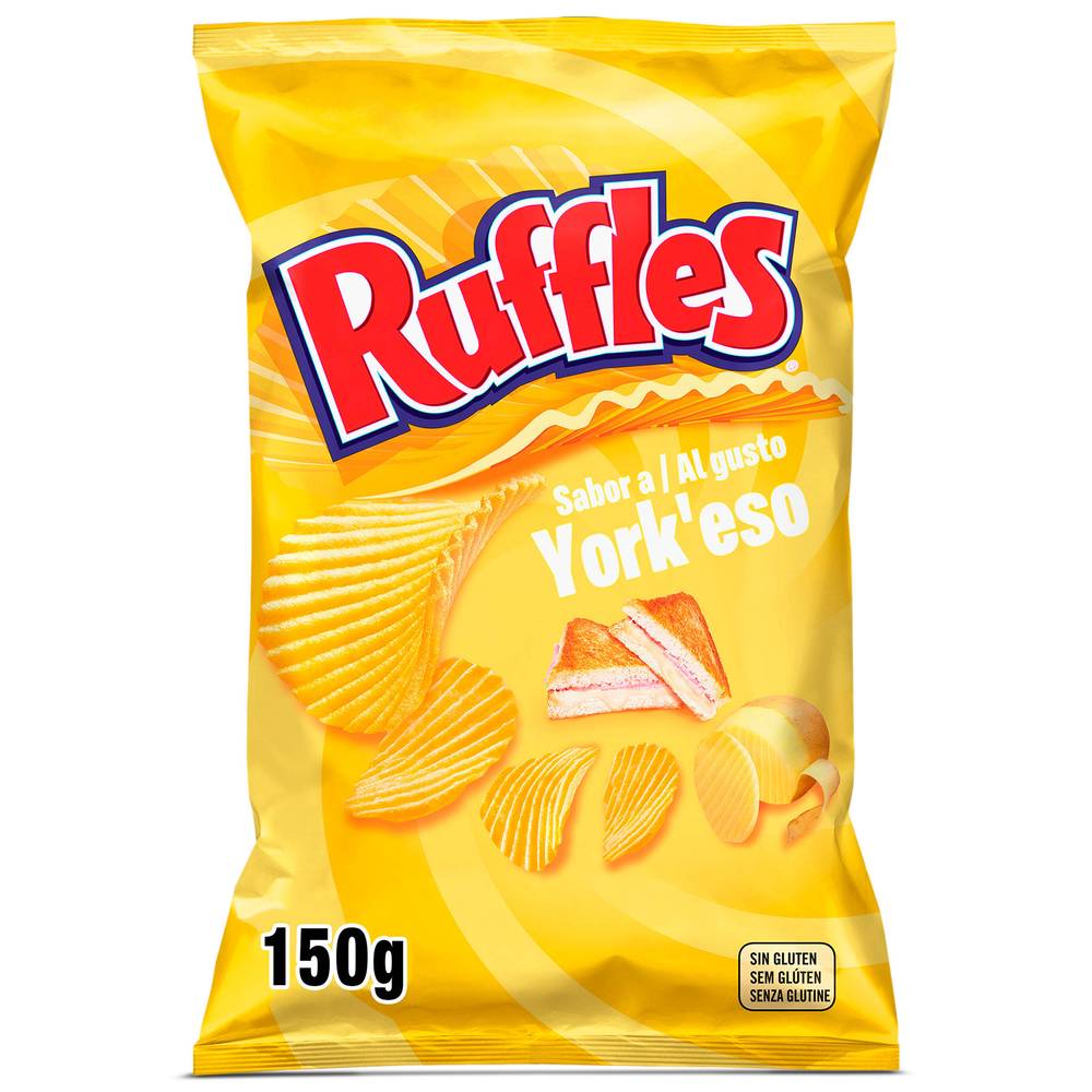 Patatas Fritas Onduladas Sabor Jamón Y Queso Ruffles Bolsa 150 G