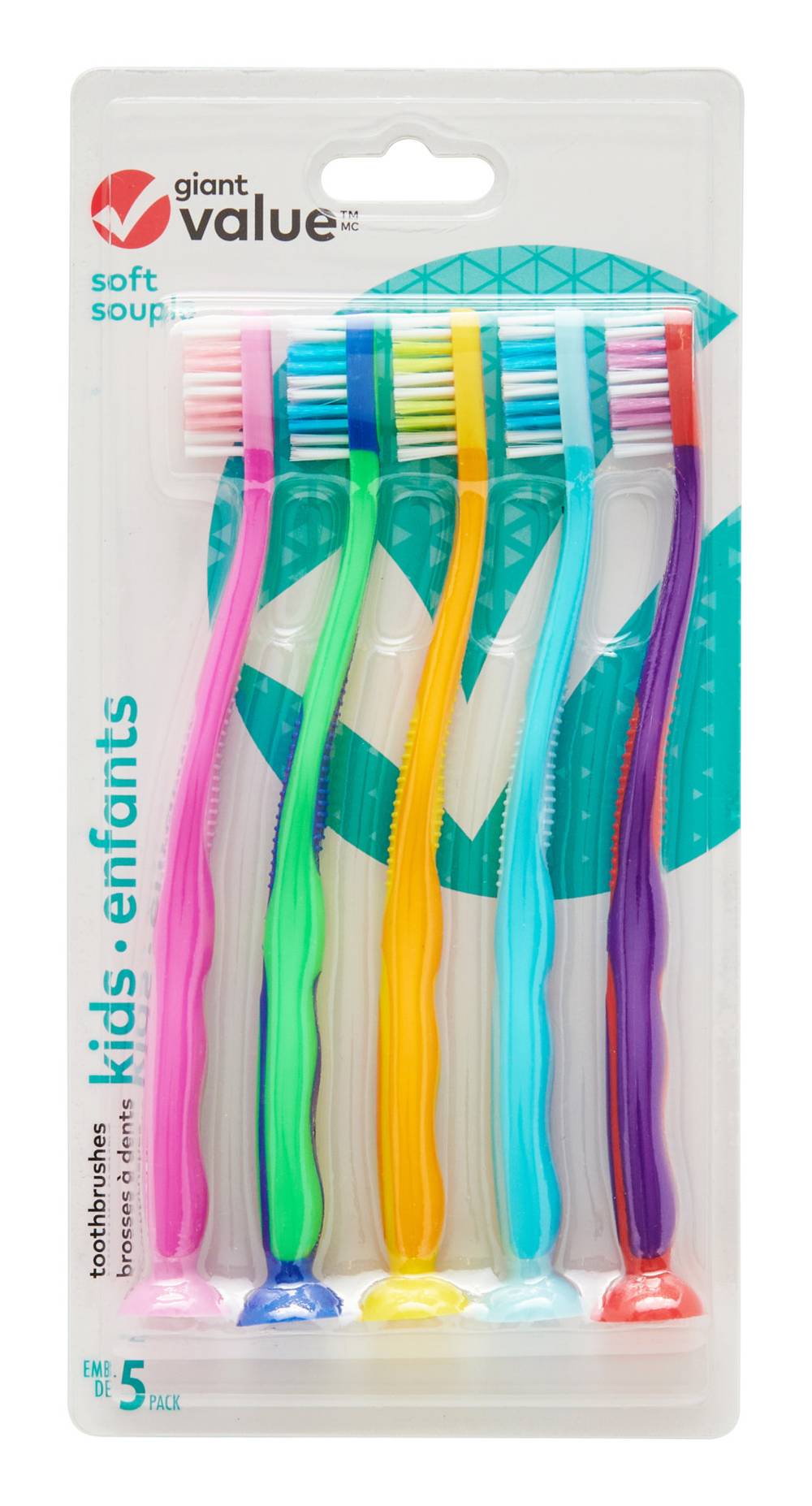 Brosses à dents pour enfants Giant Value – emb. de 5 / Giant Value Kids Toothbrushes, 5-Pack