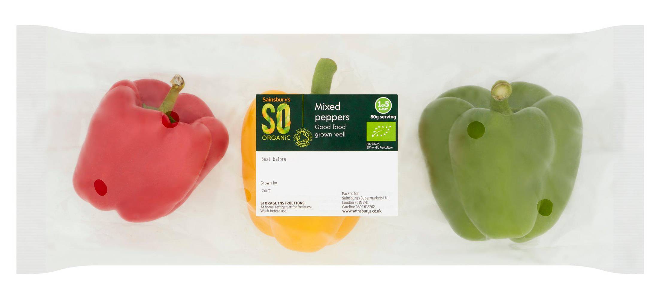 Sainsbury's So Organic Mixed Peppers