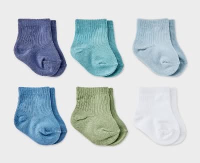 Cloud Island Baby Boy's Crew Socks, 0-3 Months, Assorted (6 ct)