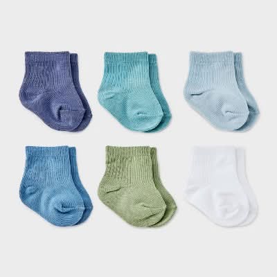 Cloud Island Baby Boy's Crew Socks, 0-3 Months, Assorted (6 ct)