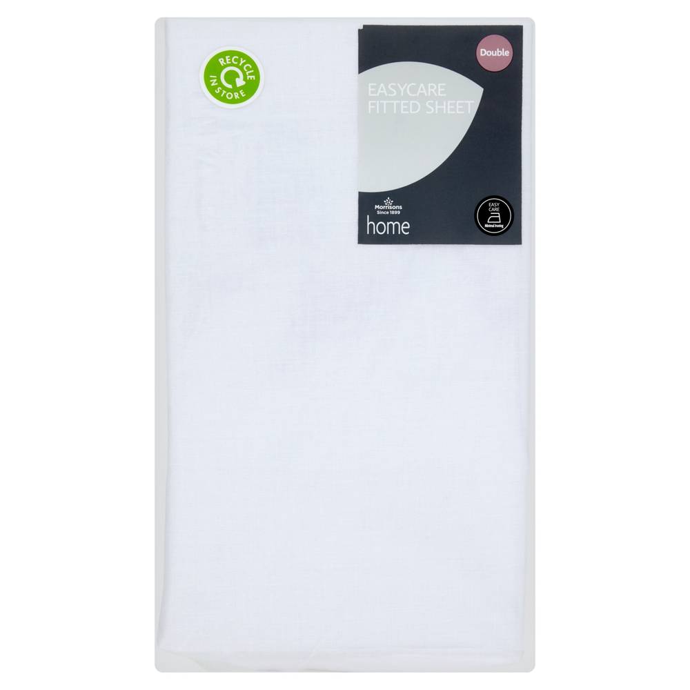 Morrisons Double, White, Easy Care Fitted Sheet