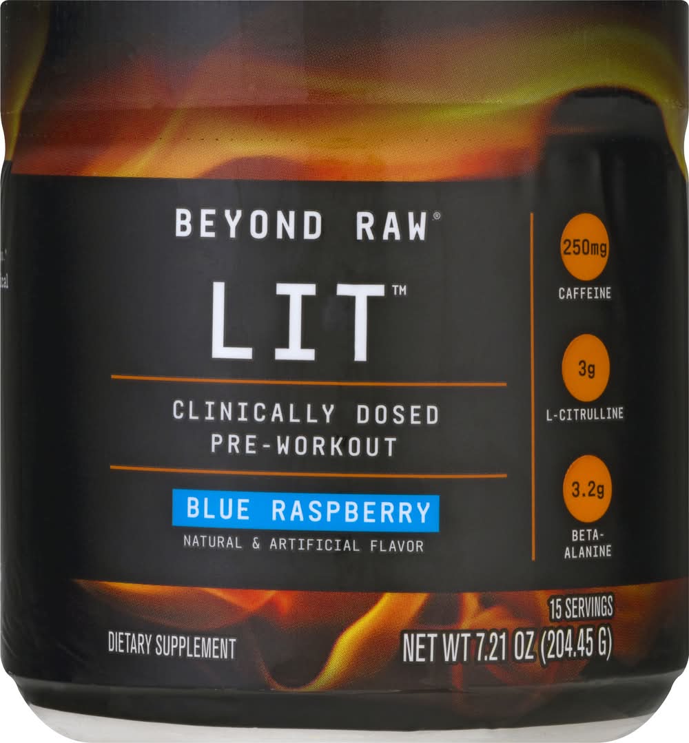 Beyond Raw Lit Blue Raspberry Pre-Workout (7.2 oz)